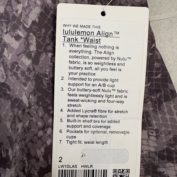 Lululemon Align Tank Top Waist Length Hideaway Camo Lunar Rock Nulu Multi Size 2 - Picture 3 of 13